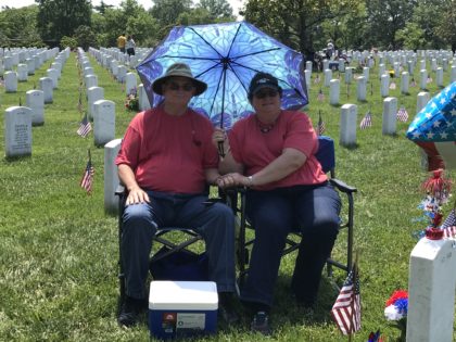 Louis and Sandra Parker visited their son's grave on Thursday, and again on Saturday. (Kri